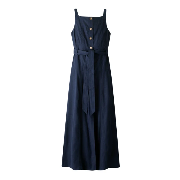 Me and Em ME+EM Button Front Maxi Dress in Navy