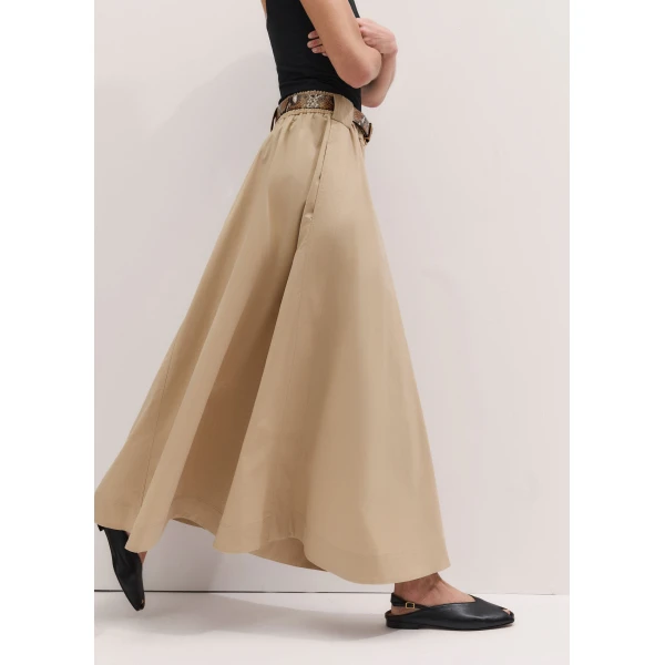 Me and Em ME+EM Button Front Maxi Skirt in Warm Stone, view 5