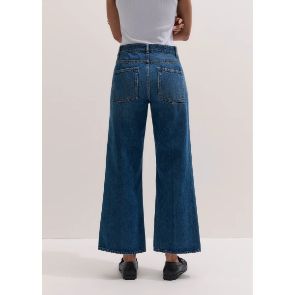 Me and Em ME+EM Crop Kick Flare Jean in Authentic Mid Blue Wash, view 5