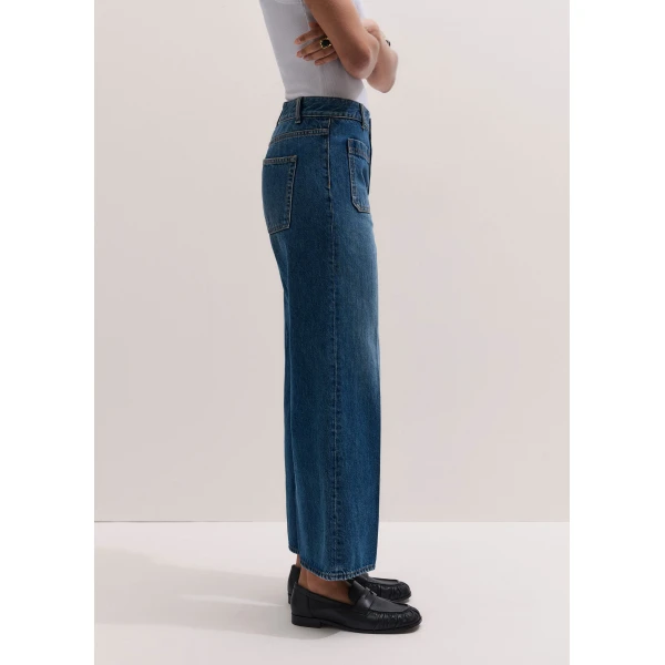 Me and Em ME+EM Crop Kick Flare Jean in Authentic Mid Blue Wash, view 6