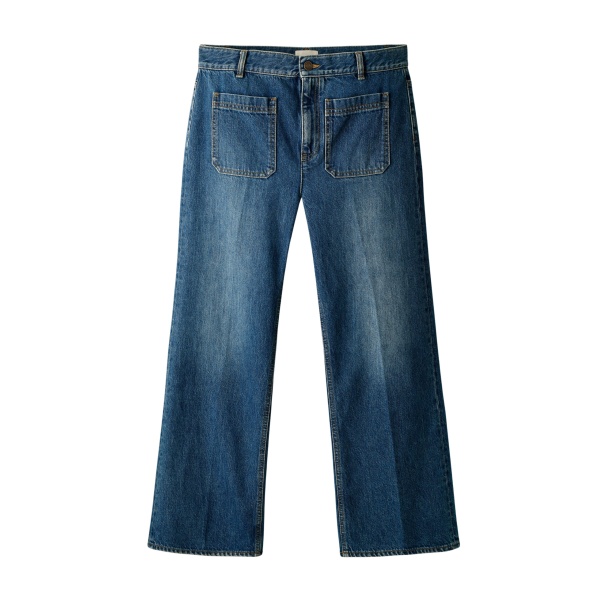 Me and Em ME+EM Crop Kick Flare Jean in Authentic Mid Blue Wash