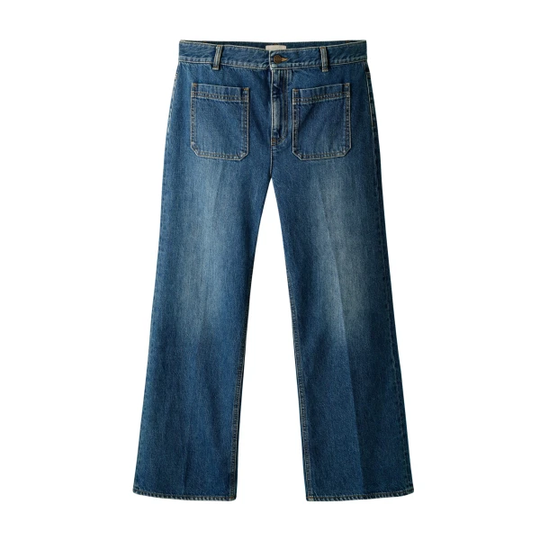 Me and Em ME+EM Crop Kick Flare Jean in Authentic Mid Blue Wash
