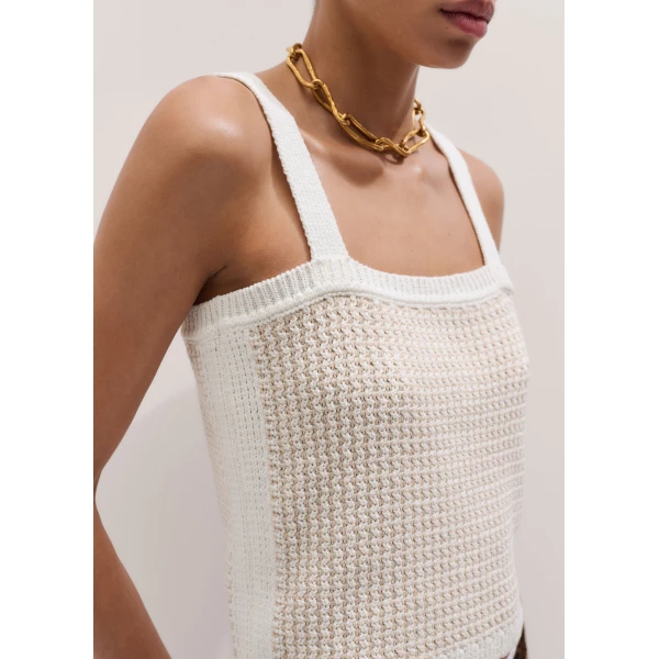 Me and Em ME+EM Crop Knit Vest in Pale Stone/Cream, view 3