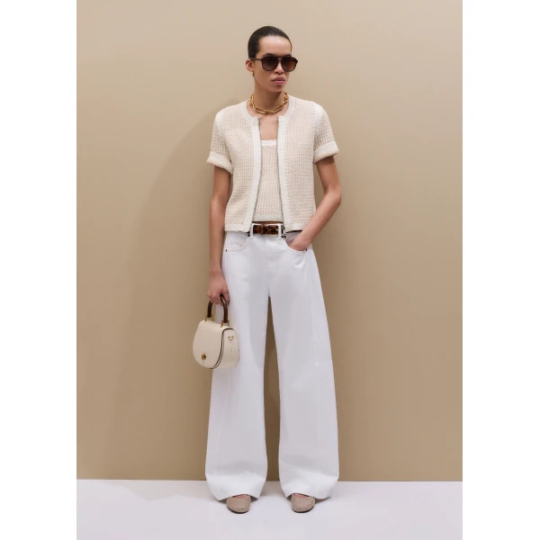 Me and Em ME+EM Crop Knit Vest in Pale Stone/Cream, view 4