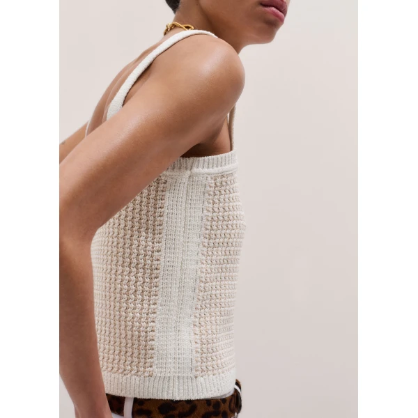 Me and Em ME+EM Crop Knit Vest in Pale Stone/Cream, view 5