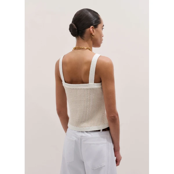 Me and Em ME+EM Crop Knit Vest in Pale Stone/Cream, view 6