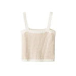 Me and Em ME+EM Crop Knit Vest in Pale Stone/Cream
