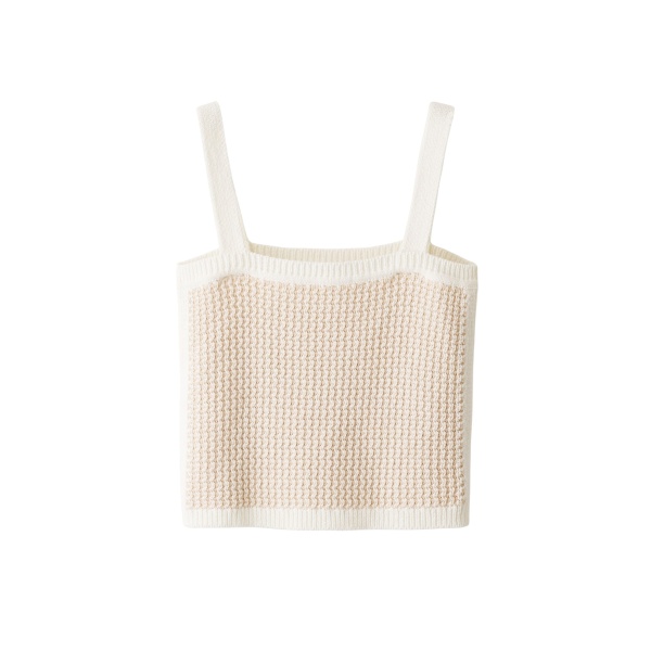 Me and Em ME+EM Crop Knit Vest in Pale Stone/Cream