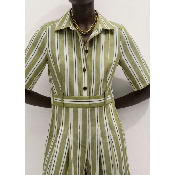 Me and Em ME+EM Crop Wide-Leg Jumpsuit in Olive/Multi, view 3