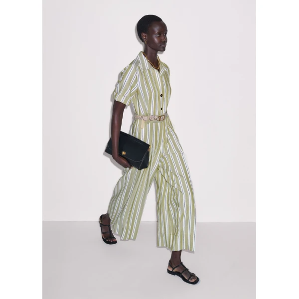 Me and Em ME+EM Crop Wide-Leg Jumpsuit in Olive/Multi, view 5