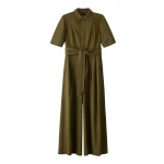 Me and Em ME+EM Culotte Jumpsuit in Olive Green