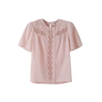 Me and Em ME+EM Embroidered Cutout Tee in Blush Pink Top