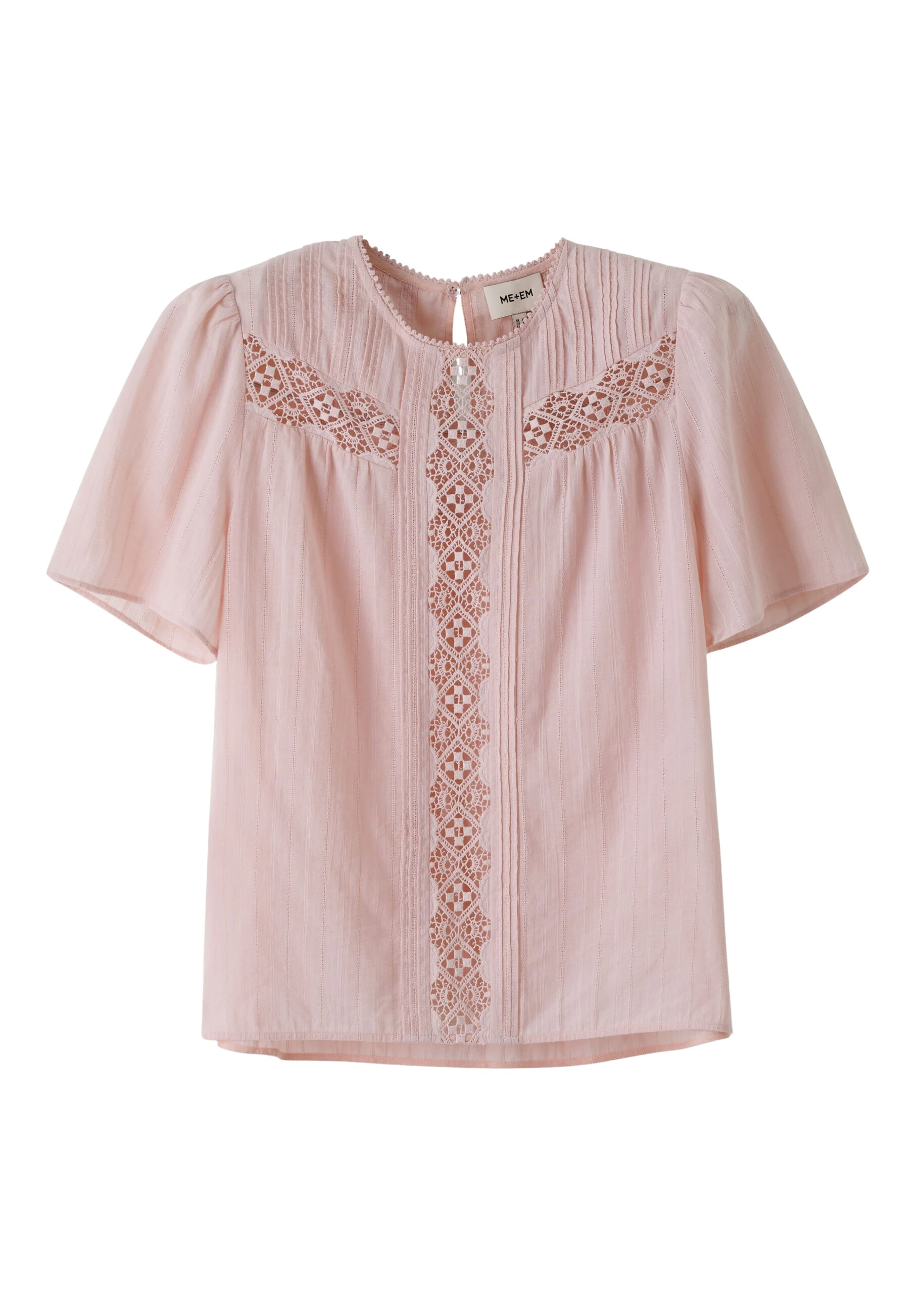 ME+EM Embroidered Cutout Tee in Blush Pink