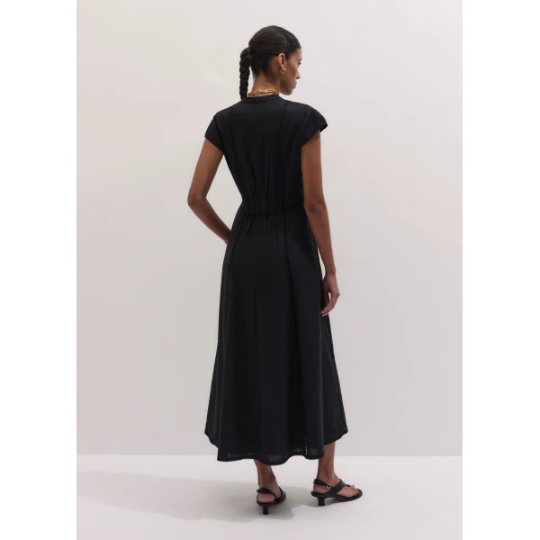 Me and Em ME+EM Embroidered Maxi Dress in Black, view 5