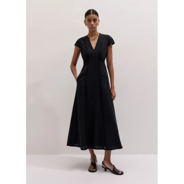 Me and Em ME+EM Embroidered Maxi Dress in Black, view 6