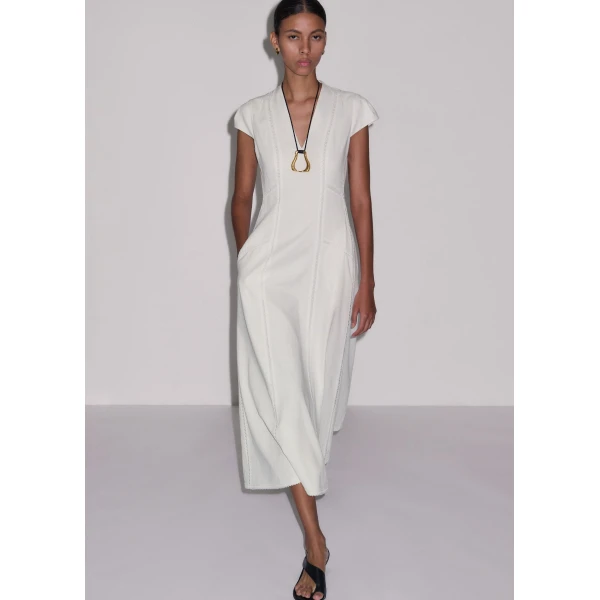 Me and Em ME+EM Embroidered Maxi Dress in Soft White, view 2