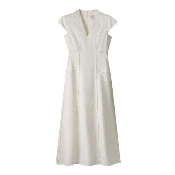Me and Em ME+EM Embroidered Maxi Dress in Soft White