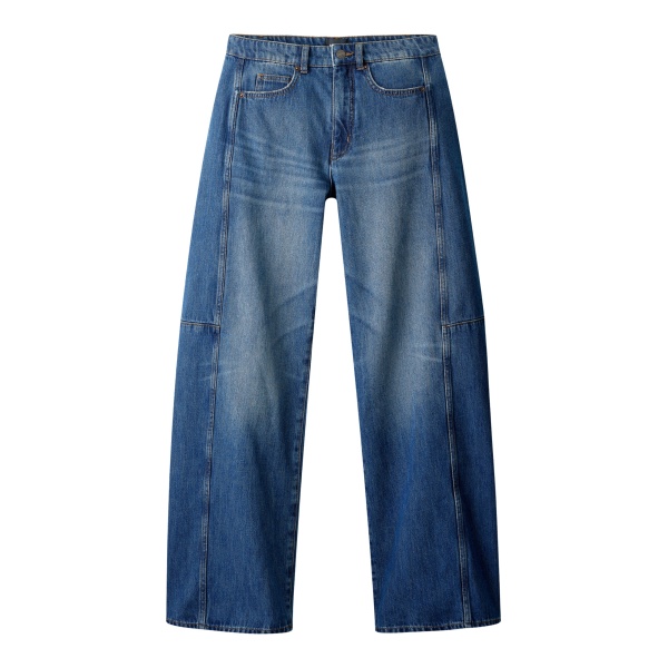 Me and Em ME+EM Exaggerated Taper Jean in Mid Blue Wash