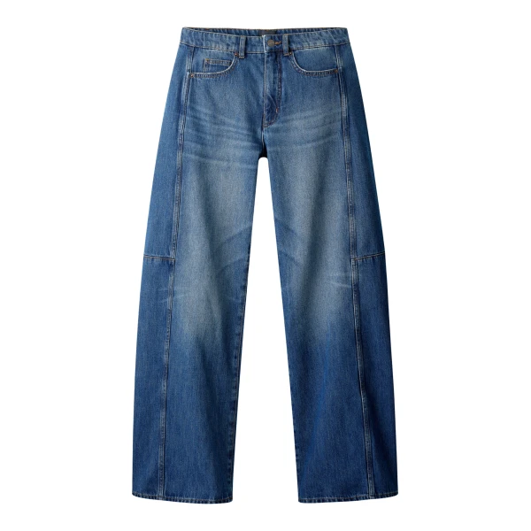 Me and Em ME+EM Exaggerated Taper Jean in Mid Blue Wash