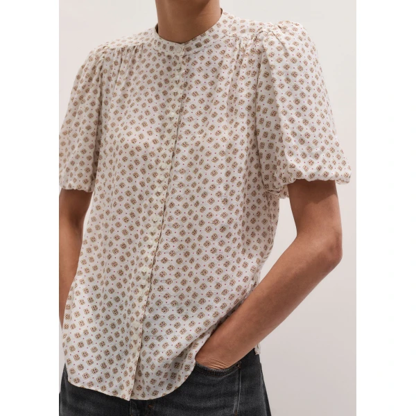 Me and Em ME+EM Feminine Sleeve Blouse in Light Cream Multi, view 3