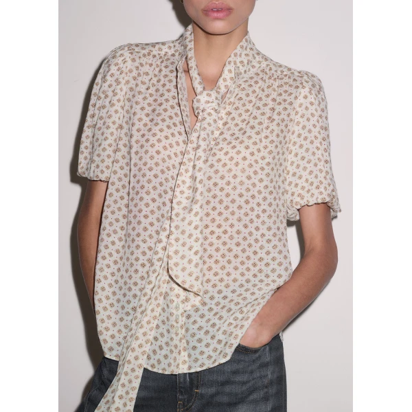 Me and Em ME+EM Feminine Sleeve Blouse in Light Cream Multi, view 6