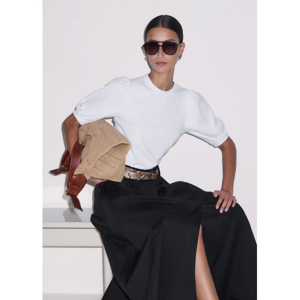 Me and Em ME+EM Feminine Sleeve Tee in Soft White Top, view 2