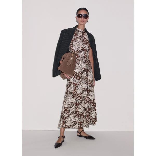 Me and Em ME+EM Fit + Flare Maxi Dress in Brown Multi, view 4