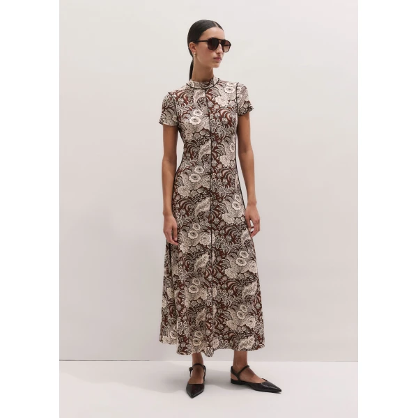 Me and Em ME+EM Fit + Flare Maxi Dress in Brown Multi, view 5