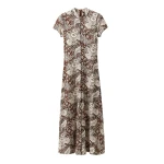 Me and Em ME+EM Fit + Flare Maxi Dress in Brown Multi