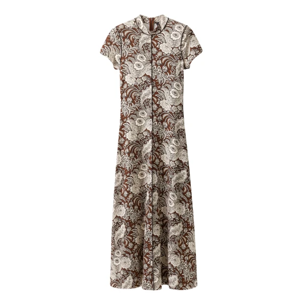 Me and Em ME+EM Fit + Flare Maxi Dress in Brown Multi