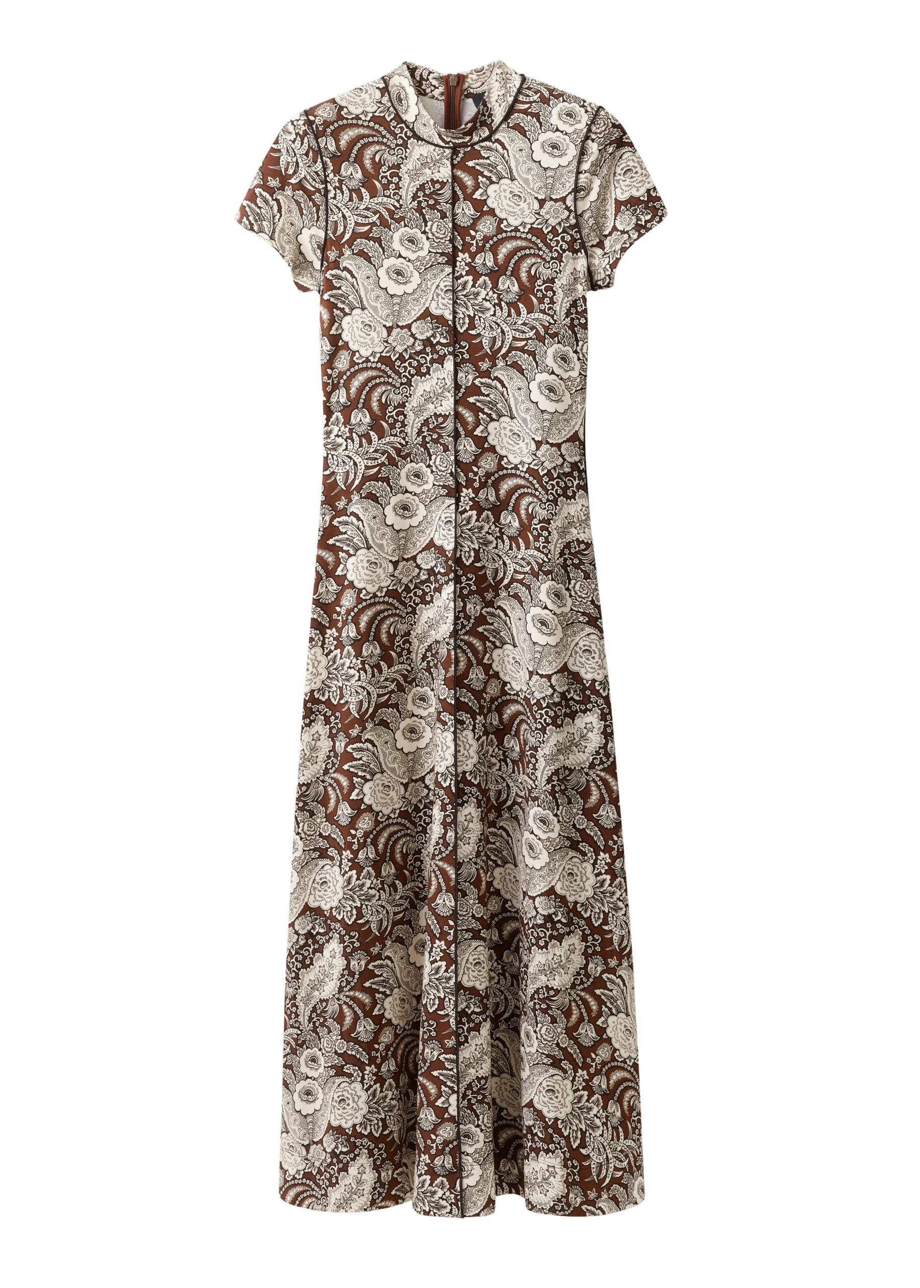 ME+EM Fit + Flare Maxi Dress in Brown Multi