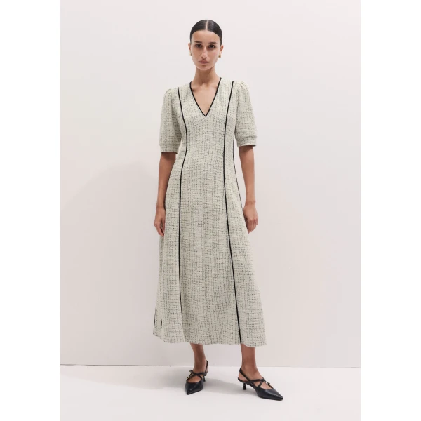 Me and Em ME+EM Fit + Flare Maxi Dress in Cream, view 6