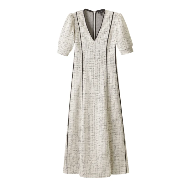 Me and Em ME+EM Fit + Flare Maxi Dress in Cream