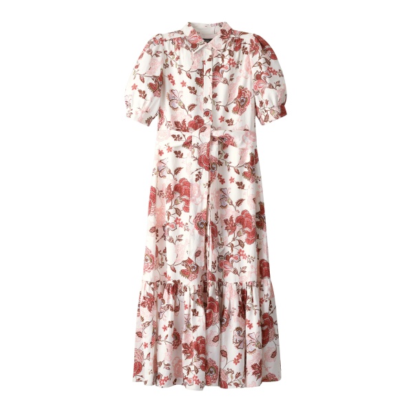Me and Em ME+EM Fit + Flare Maxi Dress in Light Cream/Multi