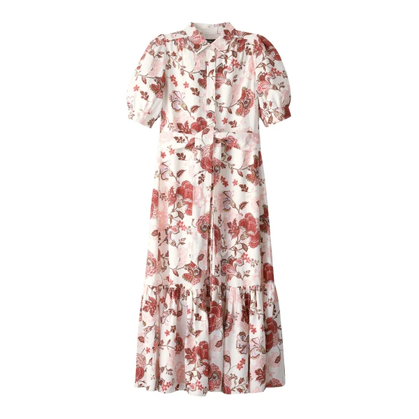 Me and Em ME+EM Fit + Flare Maxi Dress in Light Cream/Multi