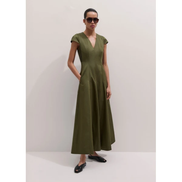 Me and Em ME+EM Fit + Flare Maxi Dress in Olive Green, view 2
