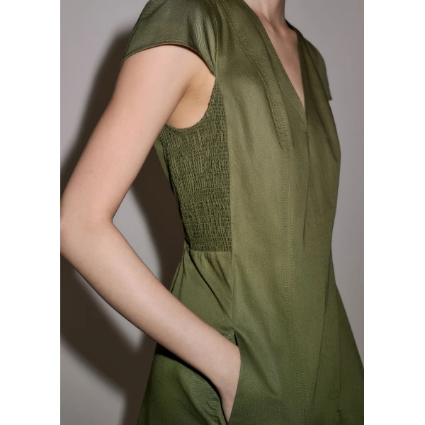 Me and Em ME+EM Fit + Flare Maxi Dress in Olive Green, view 3