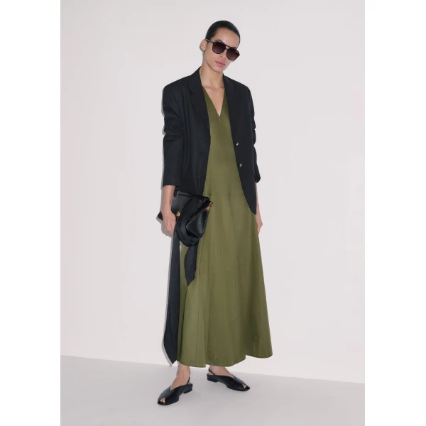 Me and Em ME+EM Fit + Flare Maxi Dress in Olive Green, view 4