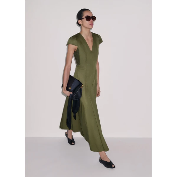Me and Em ME+EM Fit + Flare Maxi Dress in Olive Green, view 6