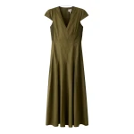 Me and Em ME+EM Fit + Flare Maxi Dress in Olive Green