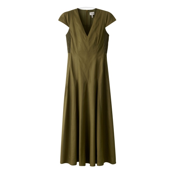 Me and Em ME+EM Fit + Flare Maxi Dress in Olive Green