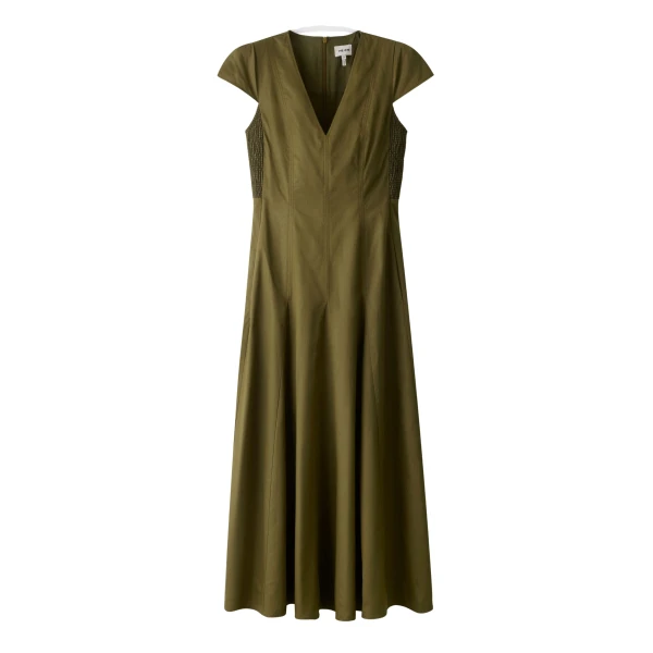 Me and Em ME+EM Fit + Flare Maxi Dress in Olive Green