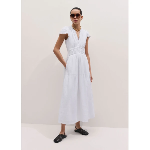 Me and Em ME+EM Fit + Flare Maxi Dress in Soft White, view 2