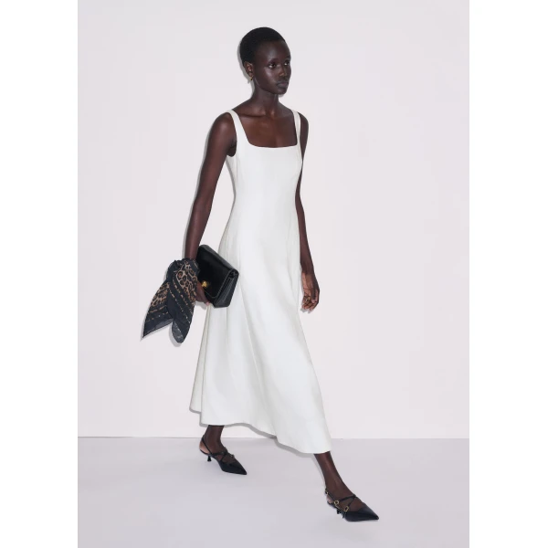 Me and Em ME+EM Fit + Flare Maxi Dress in Soft White, view 2