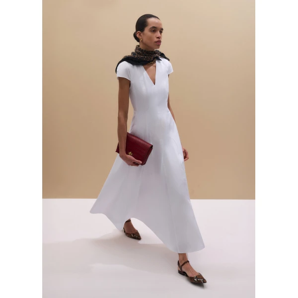 Me and Em ME+EM Fit + Flare Maxi Dress in Soft White, view 2