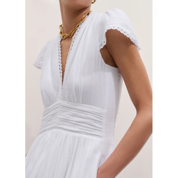 Me and Em ME+EM Fit + Flare Maxi Dress in Soft White, view 3
