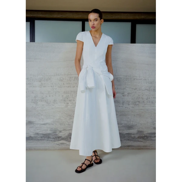 Me and Em ME+EM Fit + Flare Maxi Dress in Soft White, view 3