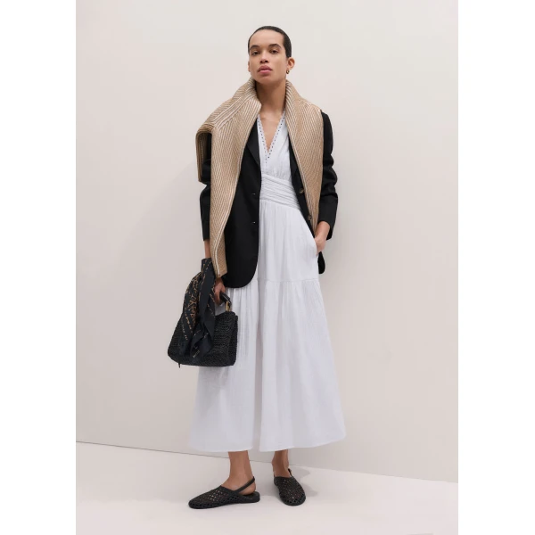 Me and Em ME+EM Fit + Flare Maxi Dress in Soft White, view 4