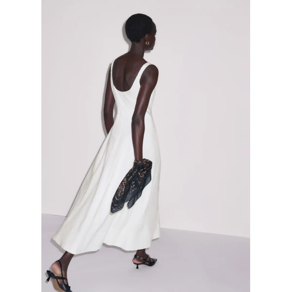 Me and Em ME+EM Fit + Flare Maxi Dress in Soft White, view 4