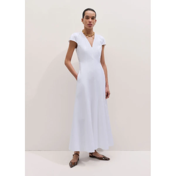 Me and Em ME+EM Fit + Flare Maxi Dress in Soft White, view 4